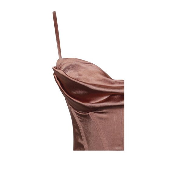Brigid Coffee Satin Corset Dress - Picture 11 of 14